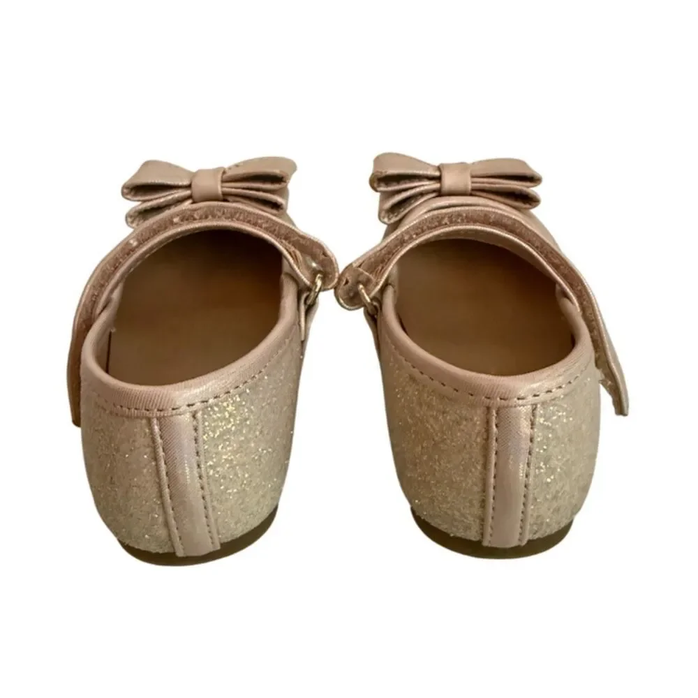 Sugar Shimmer Beige Mary Jane Ballet Flats Shoes Size 7